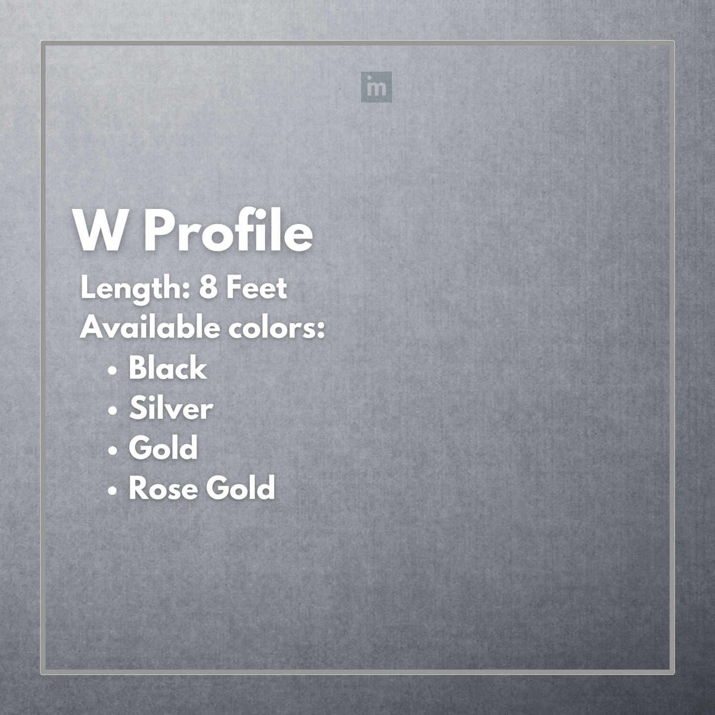 W PROFILES - 120MM x 10MM x 10MM - 08 FT - PVD TITANIUM COATING - MIRROR FINISH - GRADE 304 - SS PROFILES