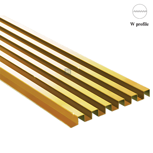 W PROFILES - 120MM x 10MM x 10MM - 08 FT - PVD TITANIUM COATING - MIRROR FINISH - GRADE 304 - SS PROFILES