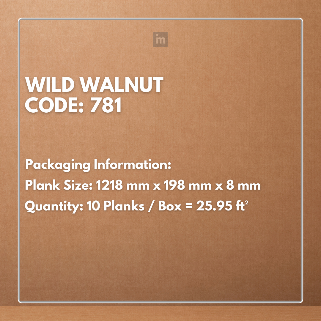 781 - WILD WALNUT - AC4 1218MM X 198MM X 8MM - MAJESTIC - LAMINATE WOODEN  FLOORING