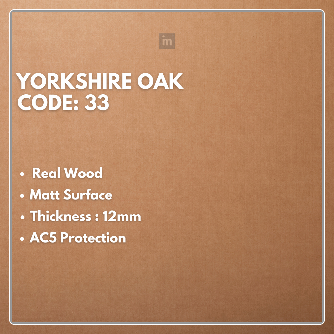 33 - YORKSHIRE OAK - AC5  12MM - HERRINGBONE COLLECTION - REAL WOOD - MATT SURFACE - LAMINATE FLOORING