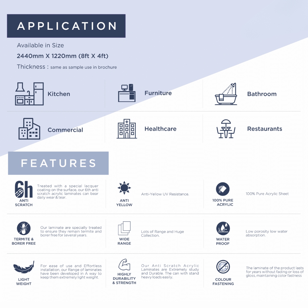 AG- 2005 - 2440MM X 1220MM (8FT X 4FT) - 1.5MM - 6H ANTI SCRATCH ACRYLIC SHEET - ARTISTRY