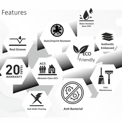 9105 - OATMEAL - AC5 1216MM X 168MM X 8MM - RESERVE COLLECTION - LAMINATE WOODEN  FLOORING