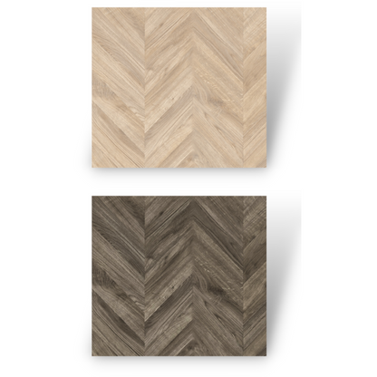 1884 - MILK CHOCOLATE -  8MM - CHEVRON COLLECTION - MATT SURFACE - REAL WOOD - LAMINATE FLOORING