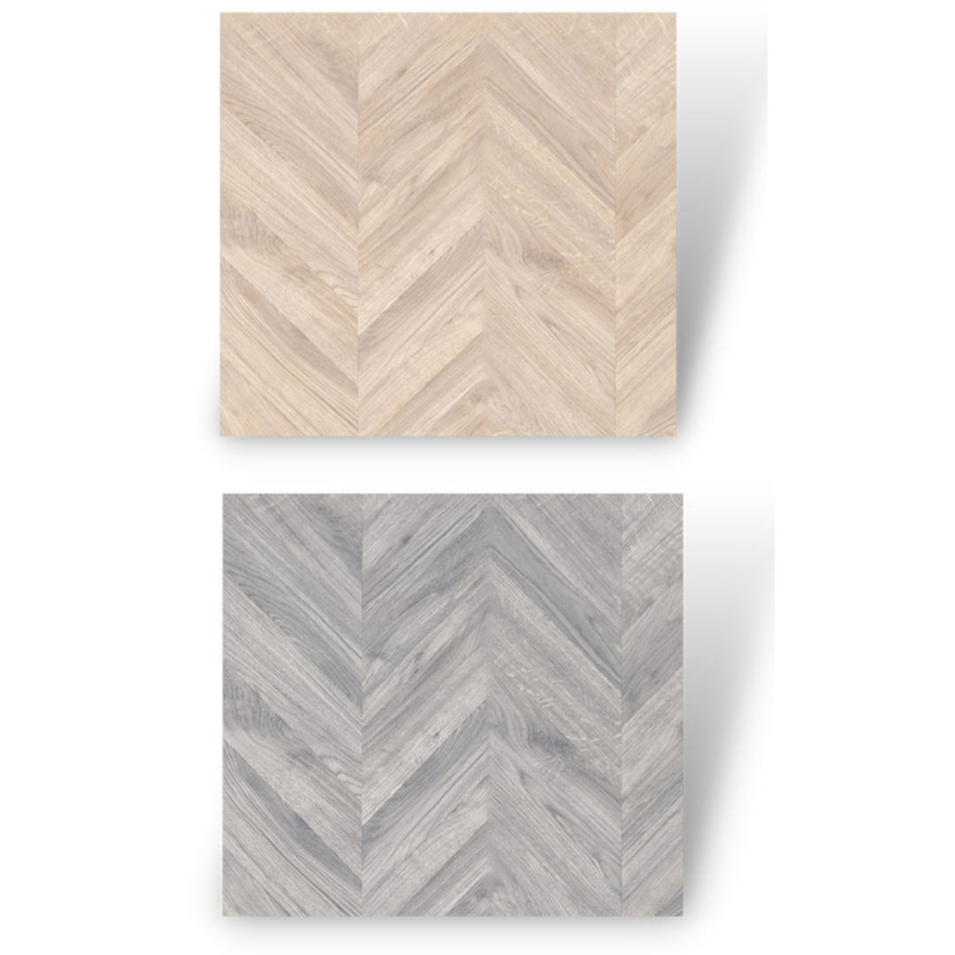1884 - MILK CHOCOLATE -  8MM - CHEVRON COLLECTION - MATT SURFACE - REAL WOOD - LAMINATE FLOORING